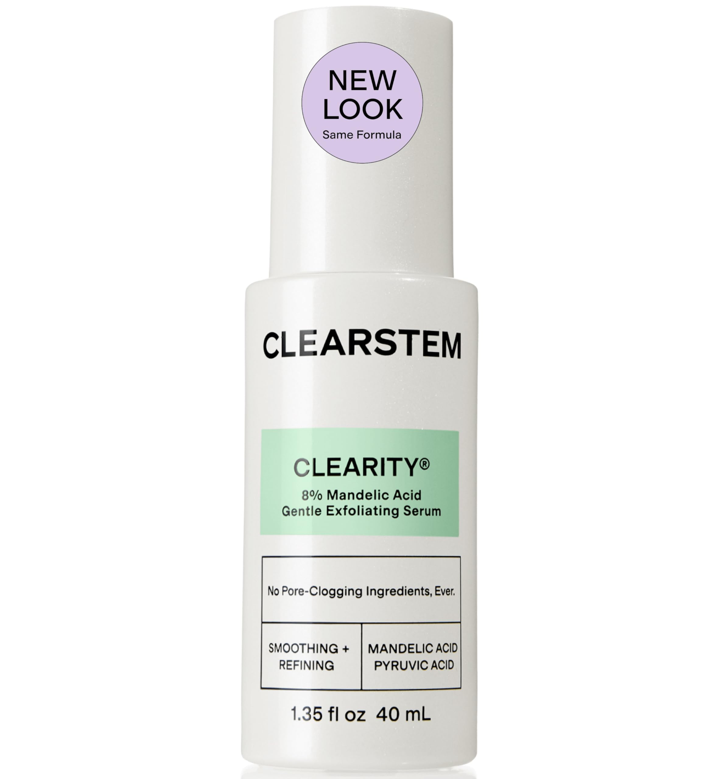 CLEARSTEM front bottle showing clear serum and label for easy identification and use