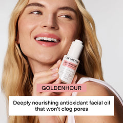 CLEARSTEM dropper dispensing GOLDENHOUR oil with a precise drop for controlled application and minimal waste