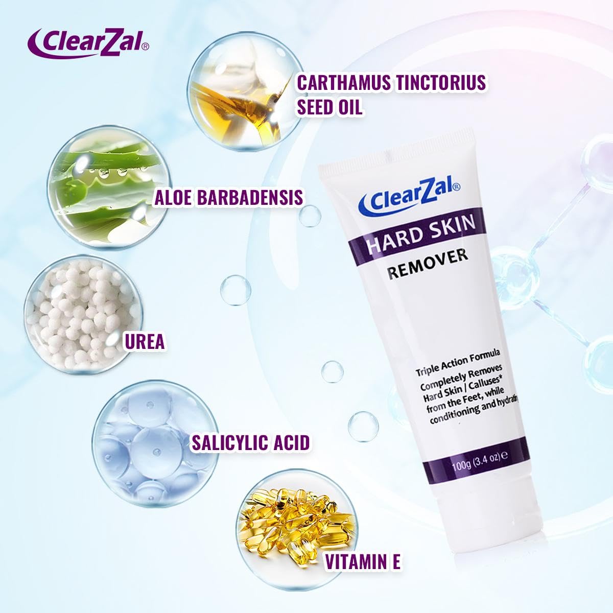 Clearzal cream texture close-up highlighting smooth hydrating formula