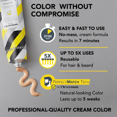 Cleverman applicator in hand applying dye showing precise control for facial hair