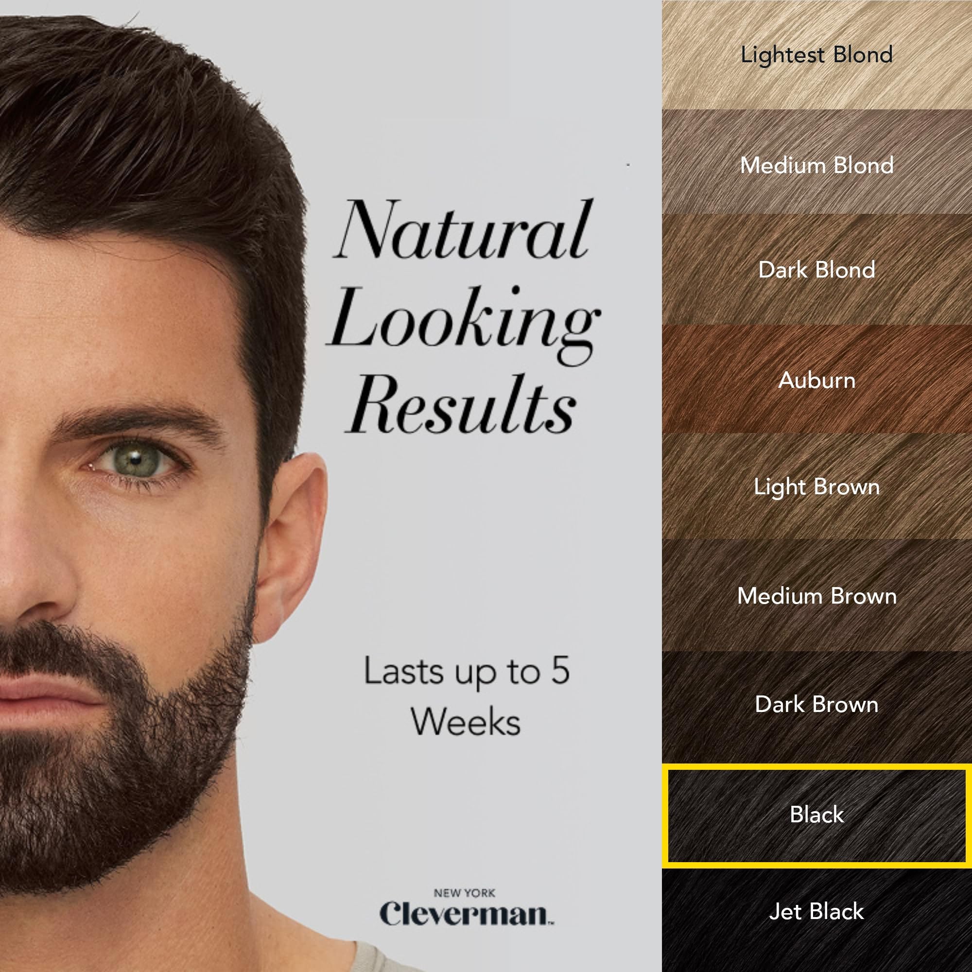 CLEVERMAN beard application in use demonstrating quick, natural-looking coverage