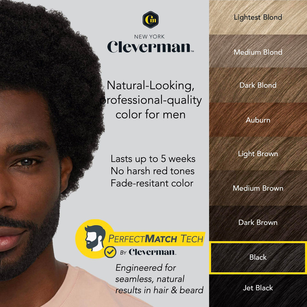CLEVERMAN before and after beard photo showing natural gray coverage