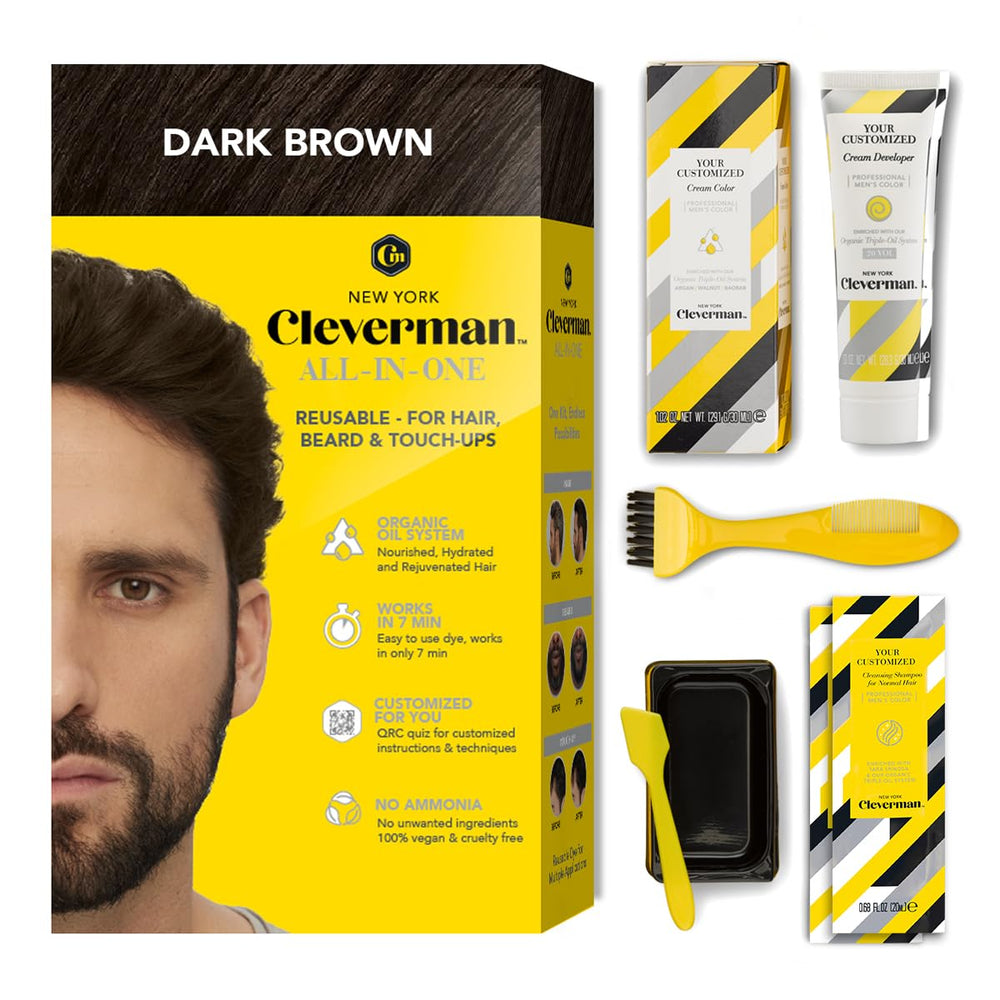 CLEVERMAN front packaging showing dark brown kit and benefits