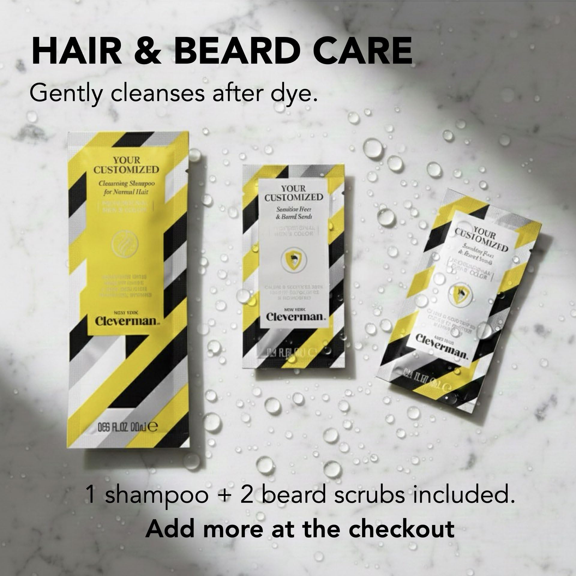 Cleverman shampoo and care bottle detail showing nourishing oils for improved hair condition