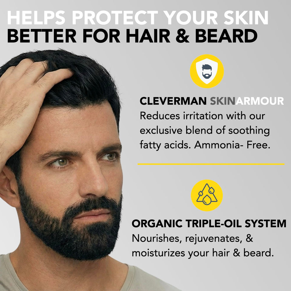 CLEVERMAN shampoo and conditioner bottles that lock color and nourish hair
