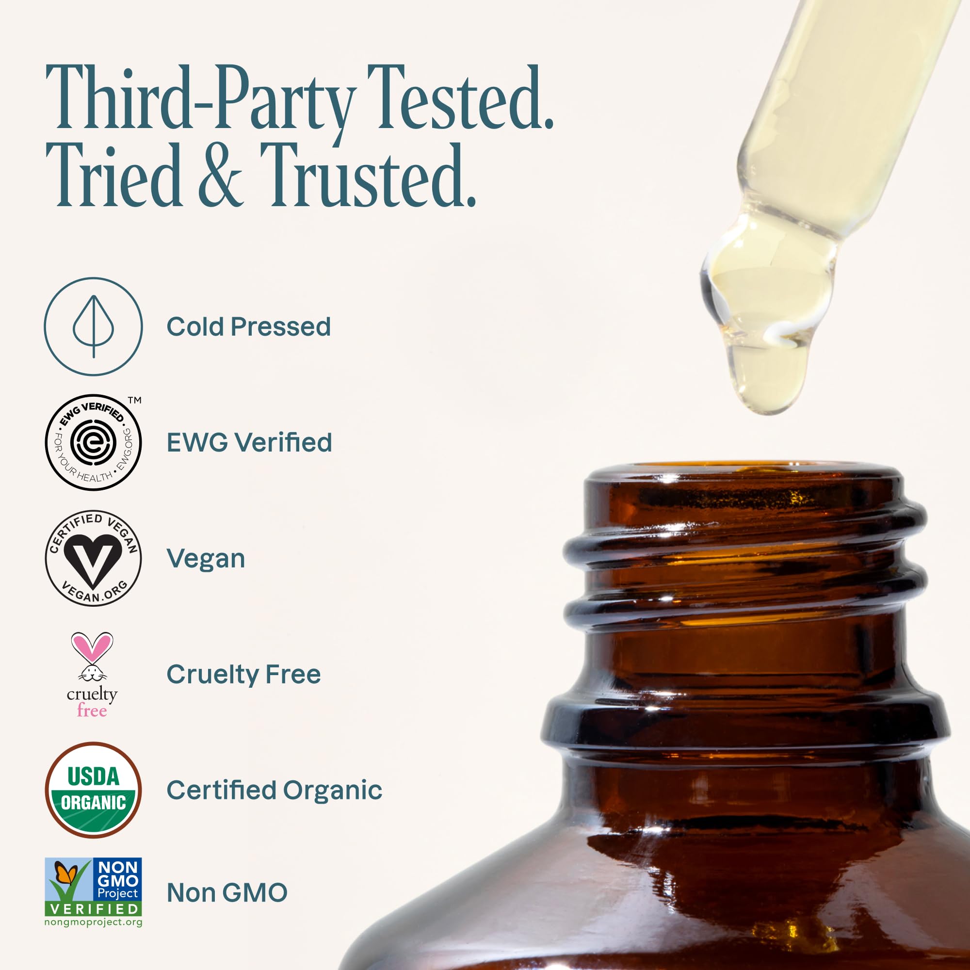 Cliganic oil being absorbed into skin for moisturized appearance