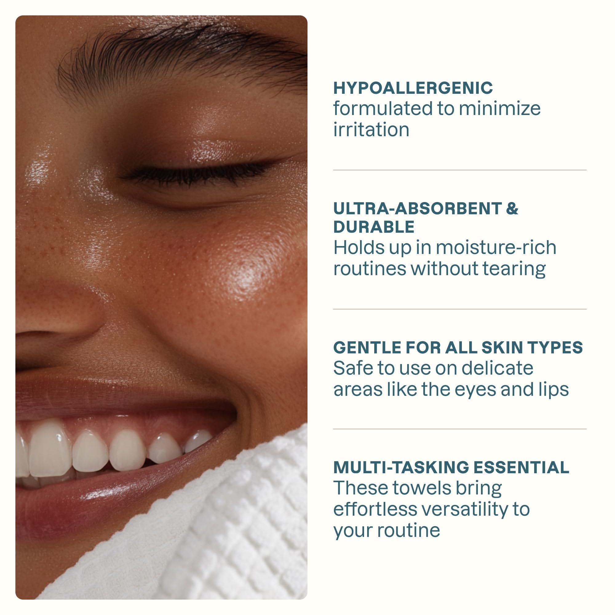 Cliganic towel in hand showing XL size for full-face coverage