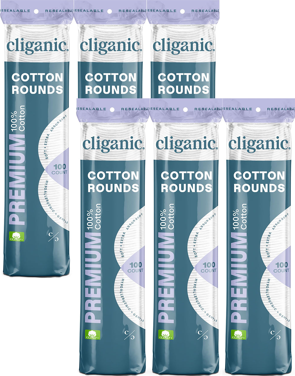 Cliganic front packaging showing 600-count pads and bulk savings benefit