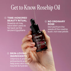 Cliganic oil pooled on hand showing smooth texture for lightweight absorption benefit