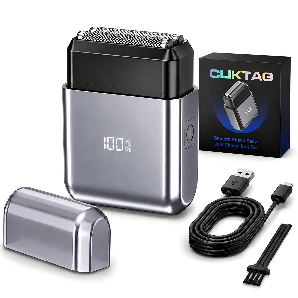 CLIKTAG front view showing compact design and easy grip for travel convenience