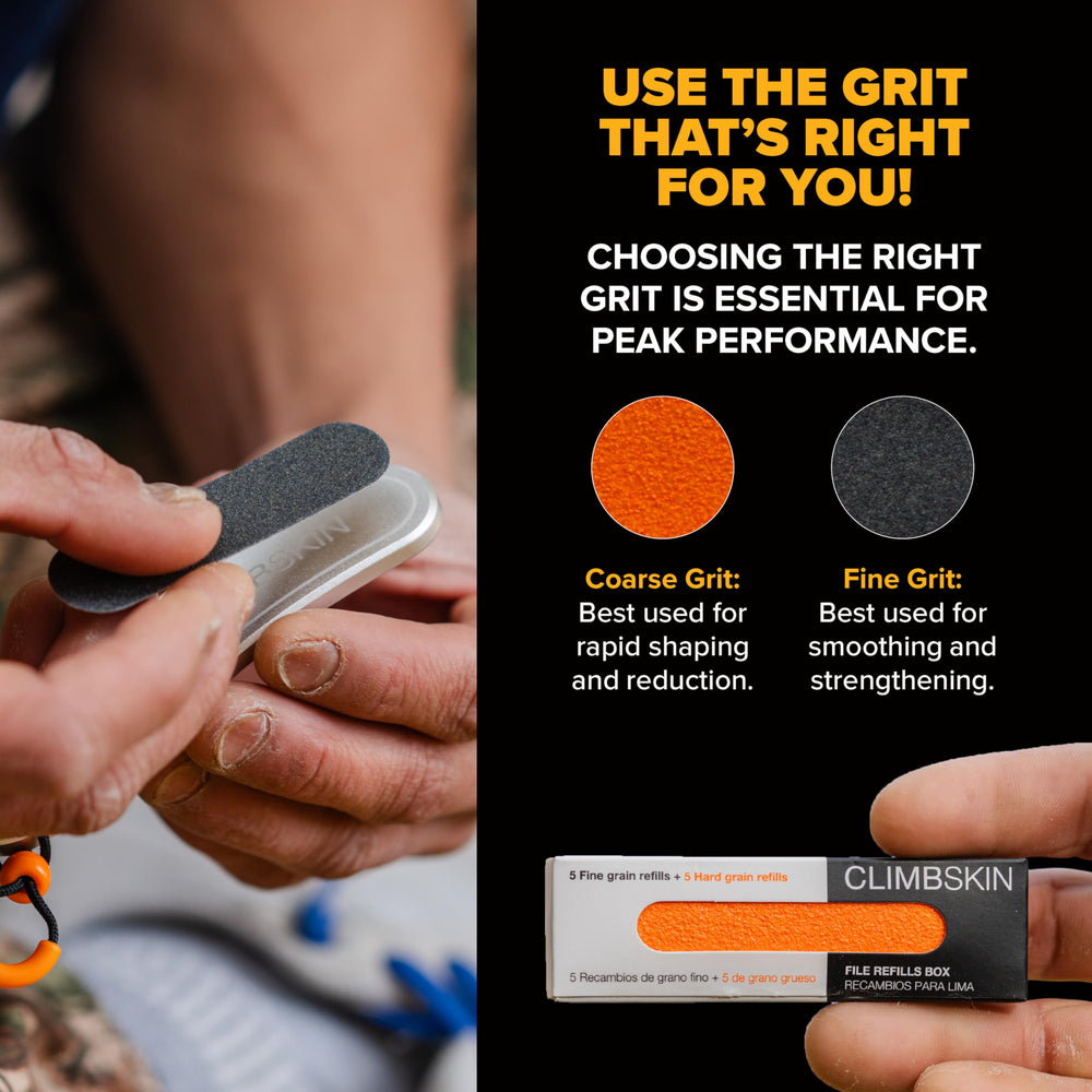Climbskin size comparison in hand illustrating portable, lightweight training carry