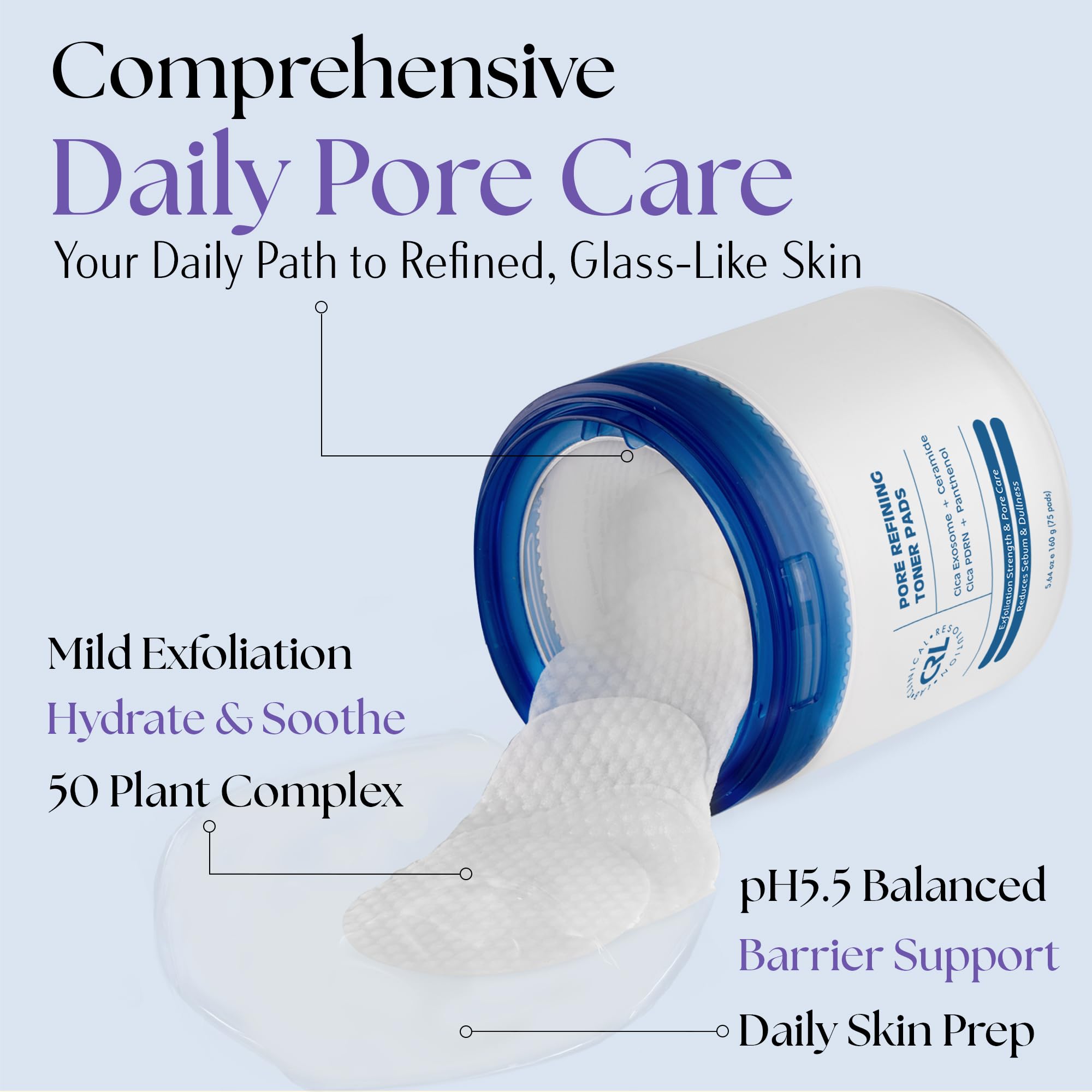 Clinical Resolution close-up of dual-sided pad embossed texture for gentle exfoliation