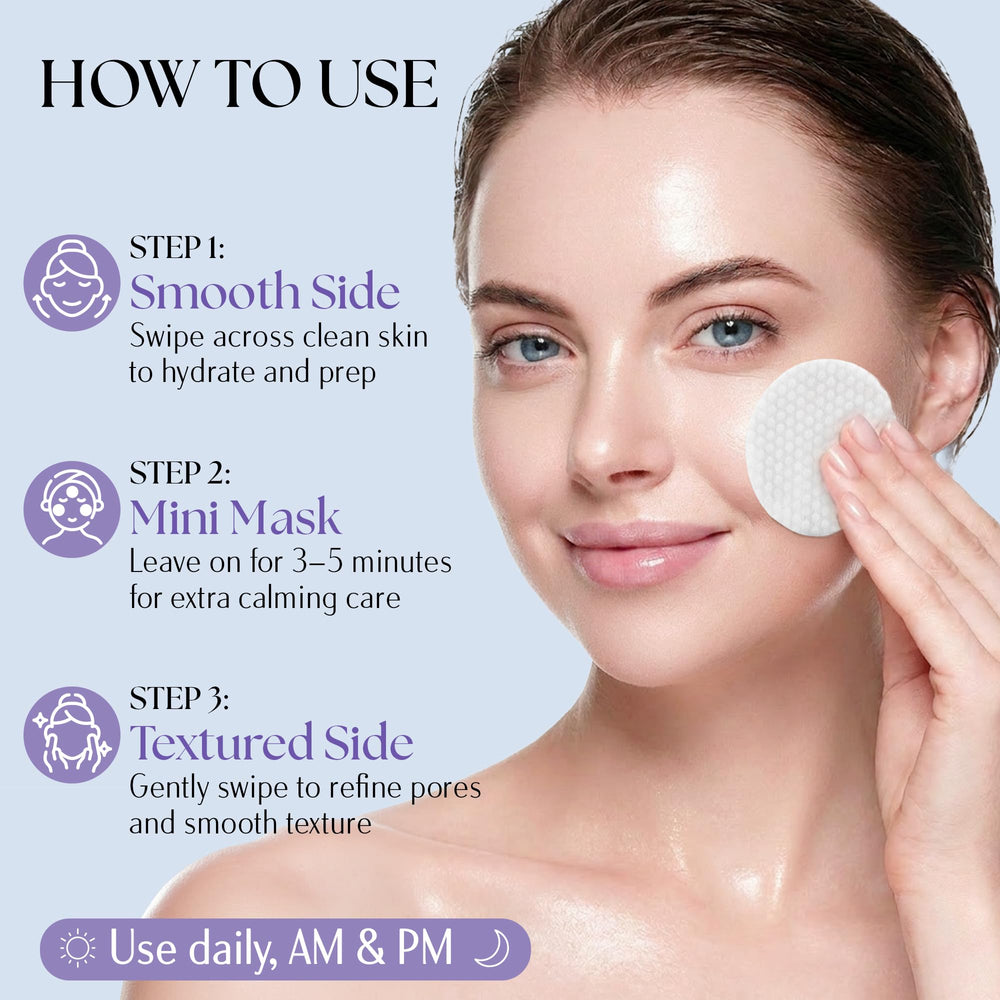 Clinical Resolution person applying pad to face demonstrating easy, one-step exfoliation