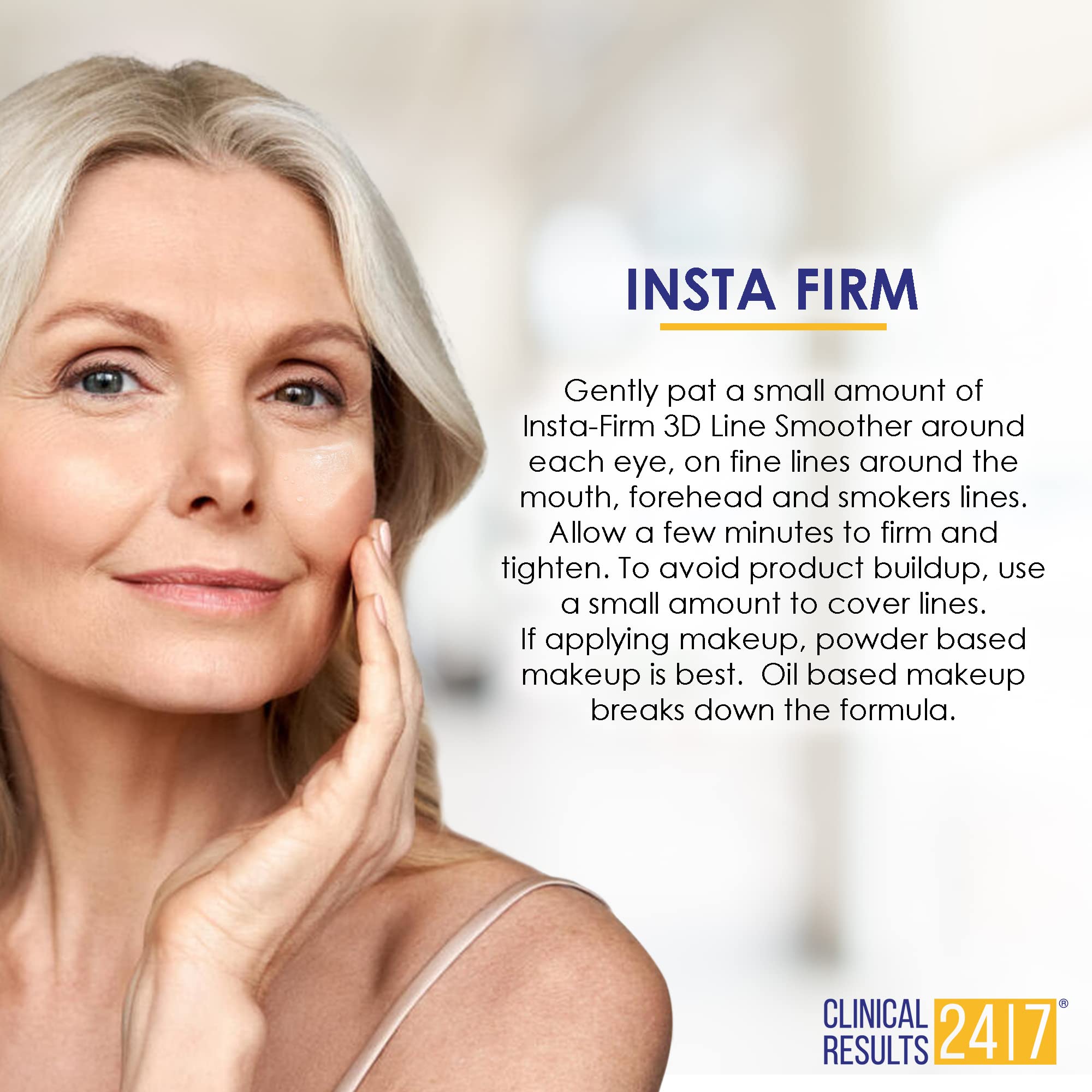 Clinical Results 24|7 being applied under-eye to reduce puffiness and smooth lines