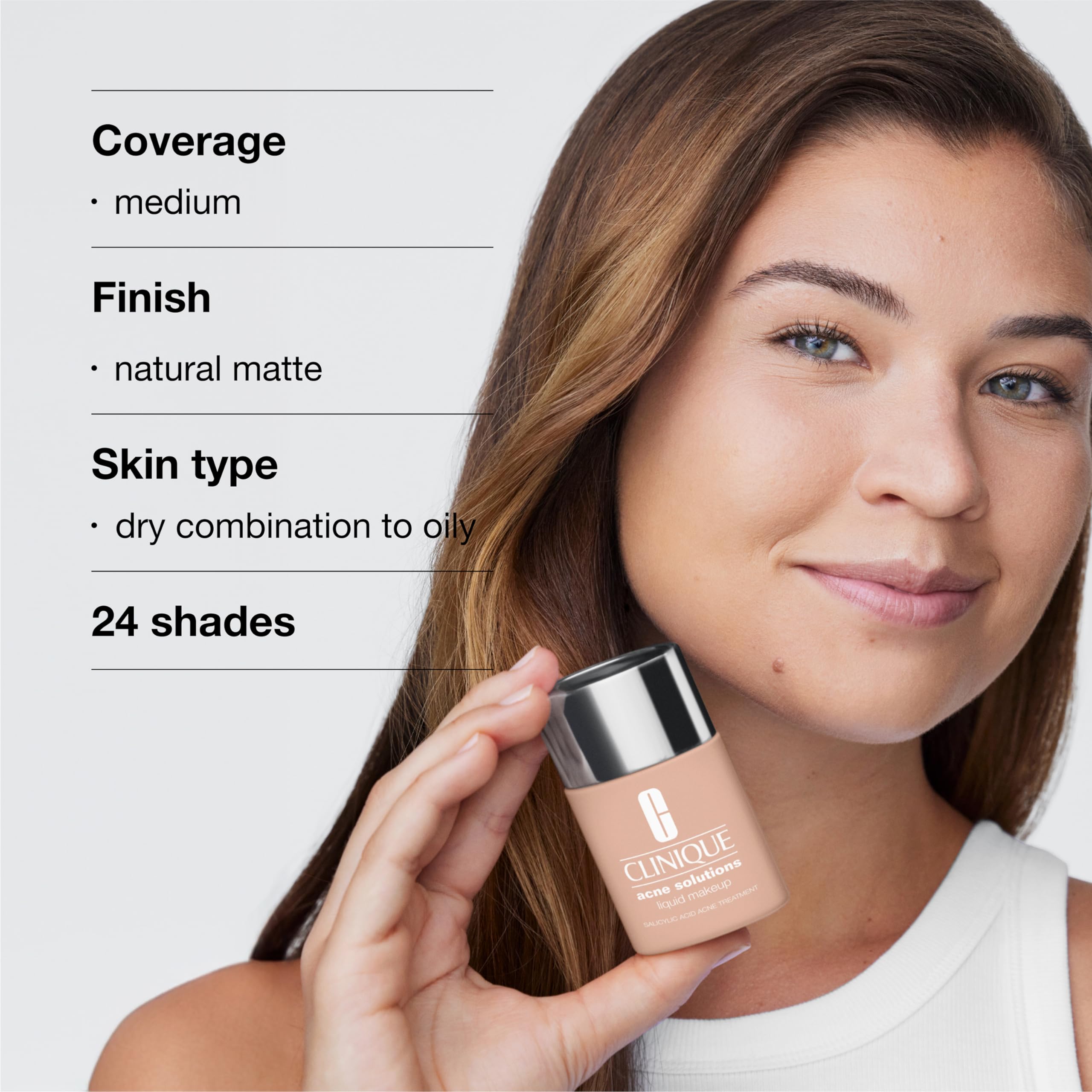 Clinique foundation applied on face before and after showing reduced redness benefit