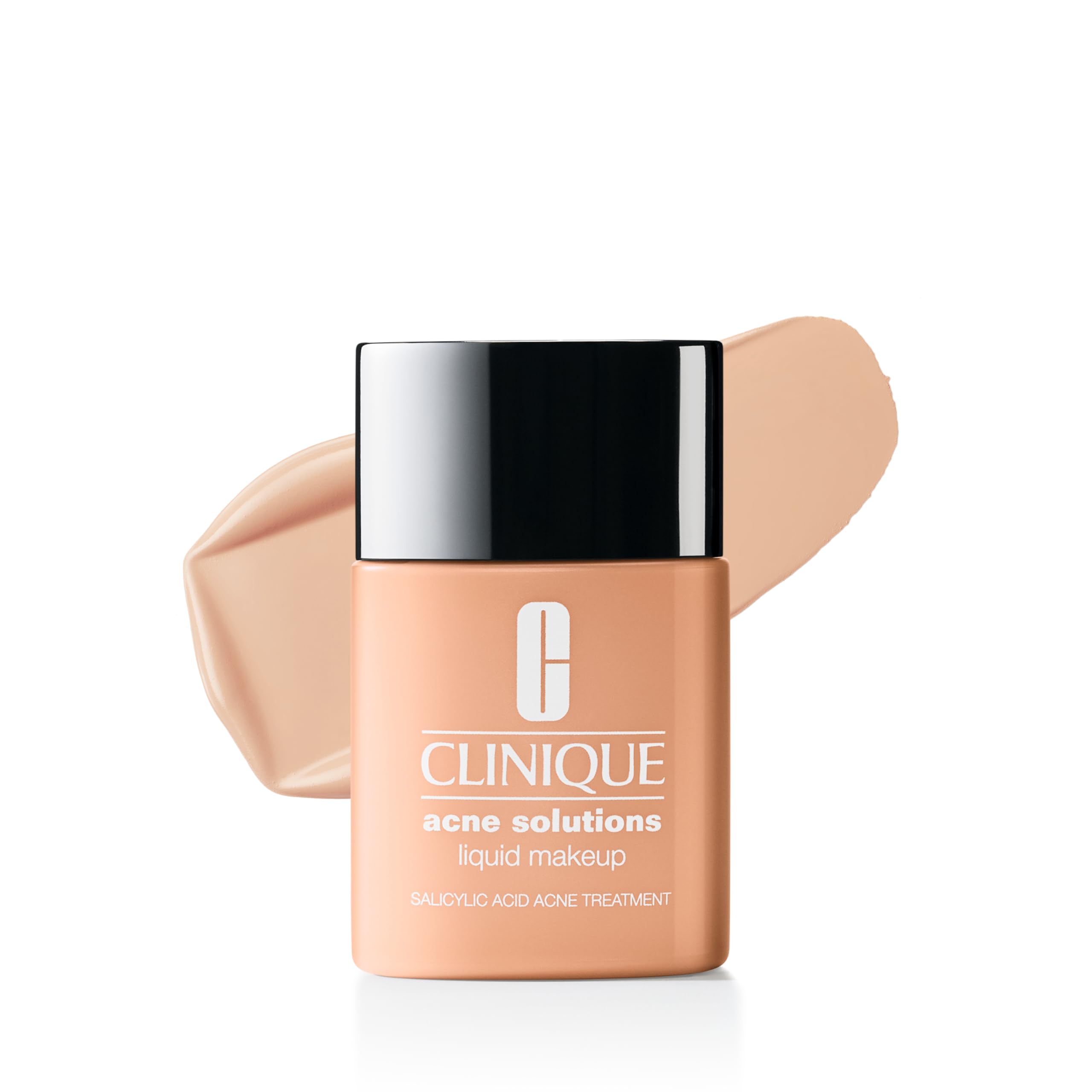 Clinique foundation front bottle in Flax showing label and finish benefit