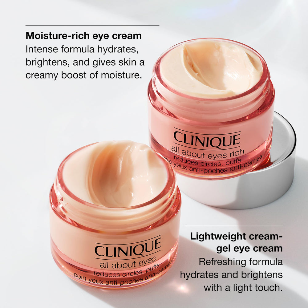 Clinique cream on fingertip ready to apply for targeted under-eye moisture