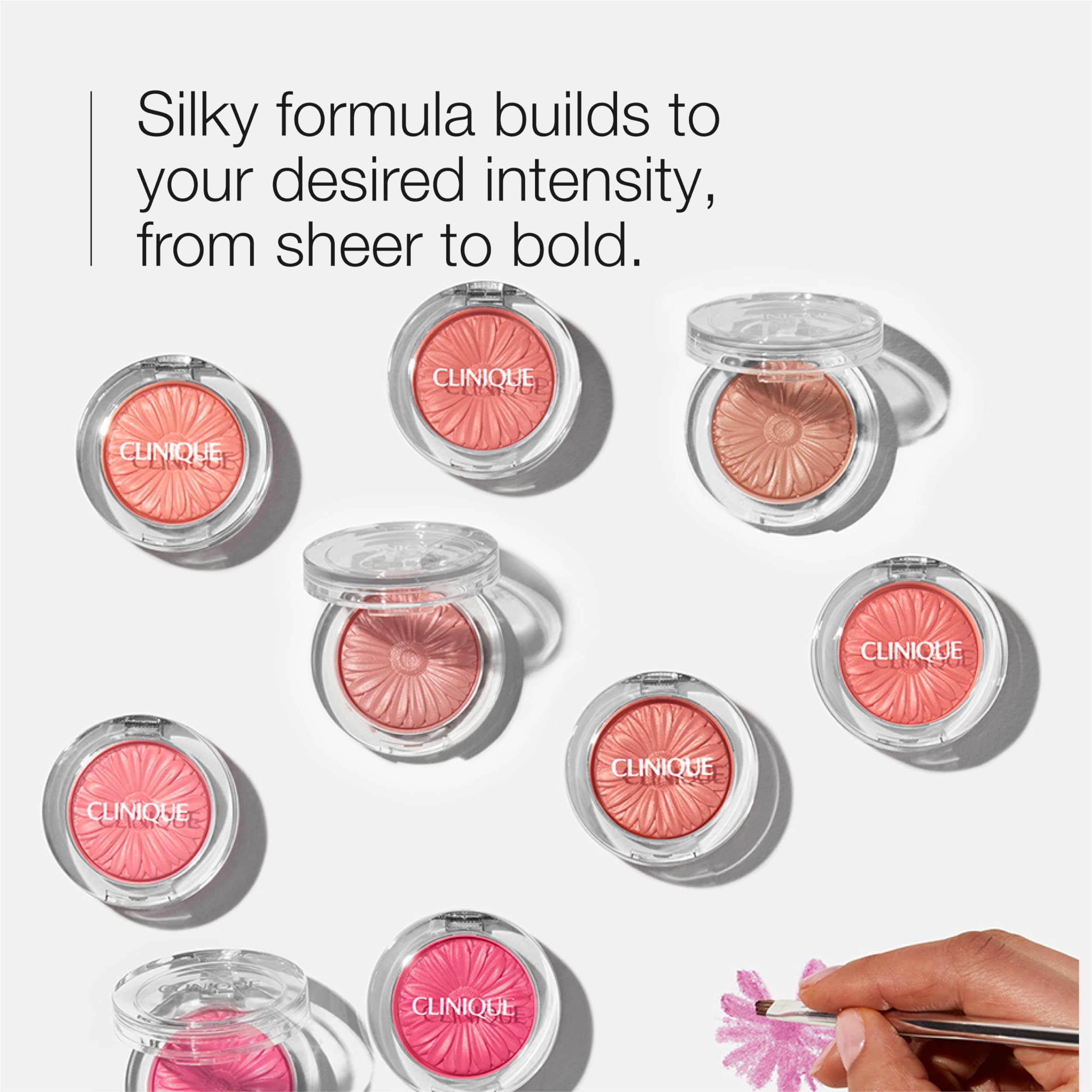 Clinique brush sweeping blush showing ease of application benefit