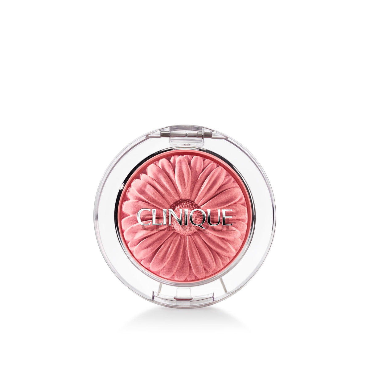 Clinique Cheek Pop compact front view showing Heather Pop color and compact design benefit quick application