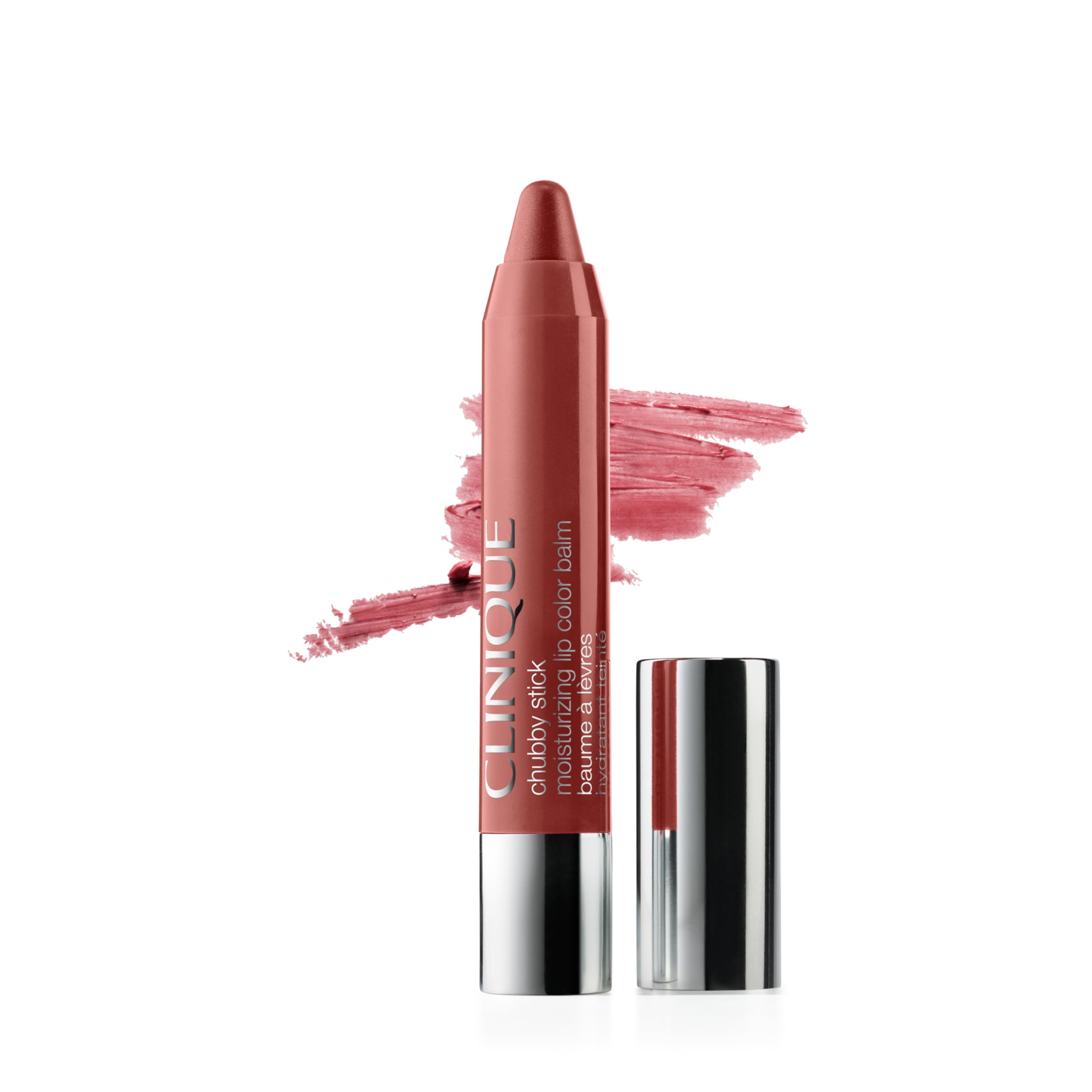 Clinique chubby stick front twist-up showing product and easy application benefit