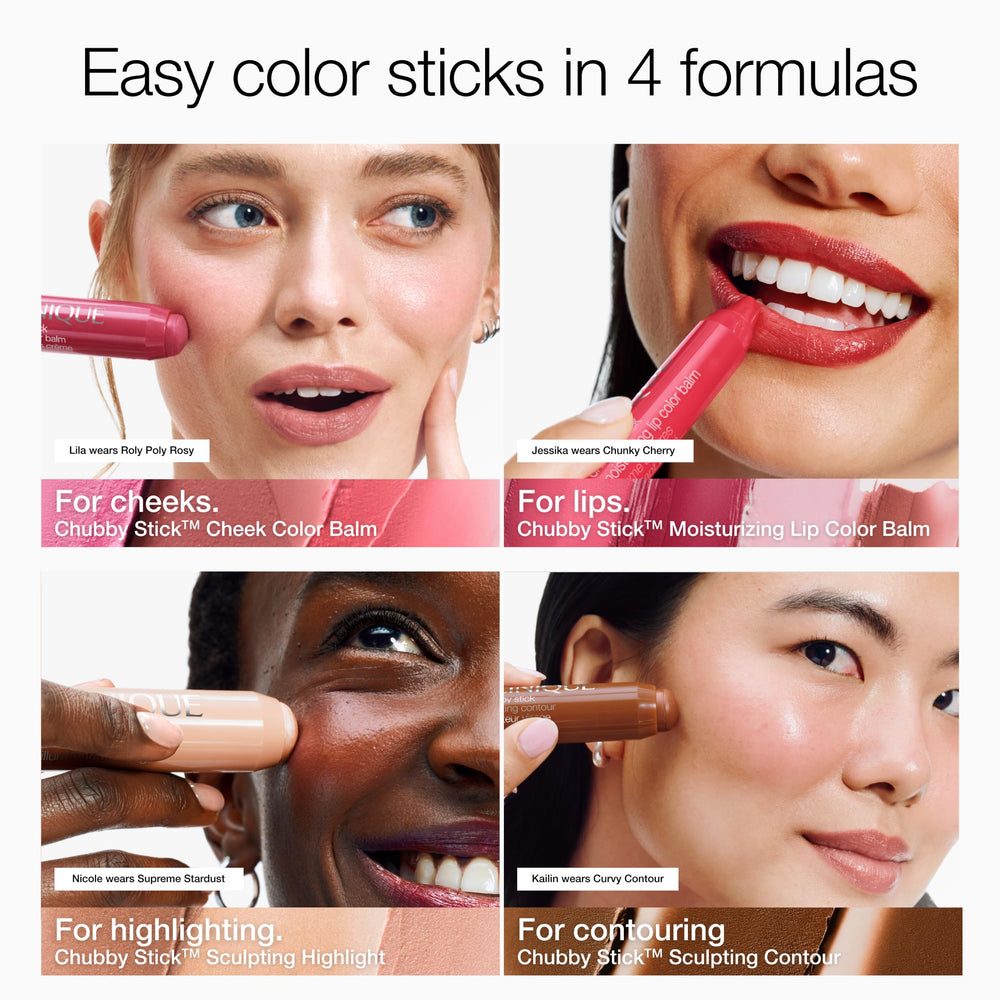Clinique chubby stick inside a purse in lifestyle scene for quick on-the-go touchups