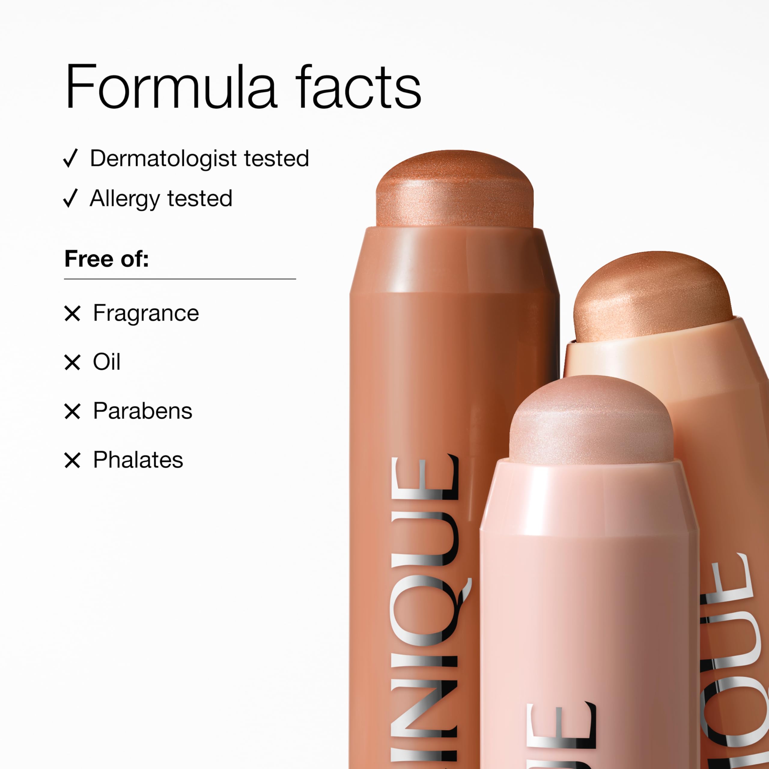 Clinique chubby stick next to hand for size comparison illustrating portable convenience
