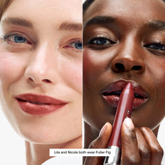 Clinique chubby stick texture swipe on arm illustrating sheer glossy finish and moisturize