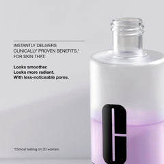 Clinique bottle cap detail emphasizing easy-dispense for mess-free use