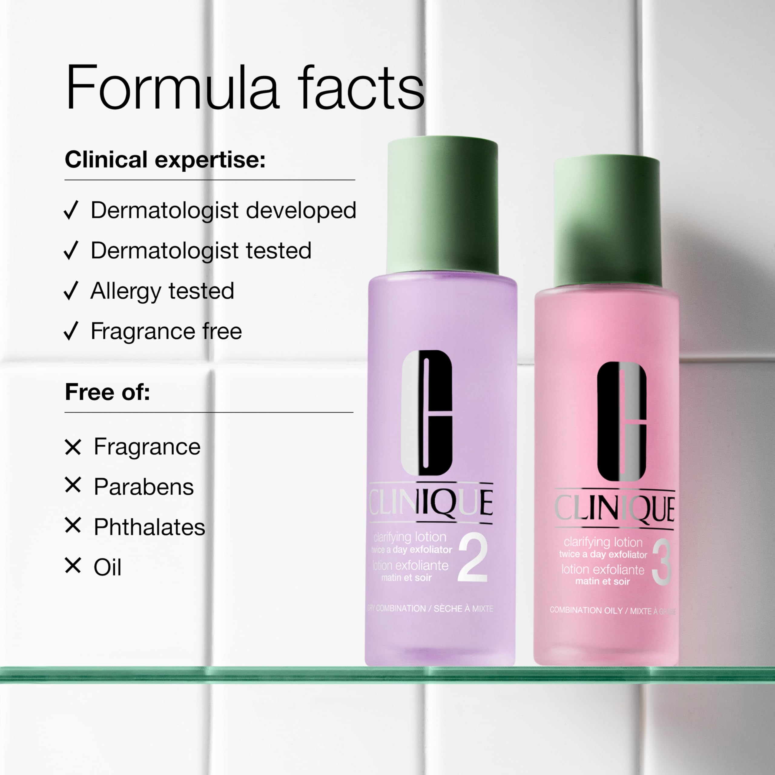 Clinique Clarifying Lotion 2 on a store shelf displaying brand recognition