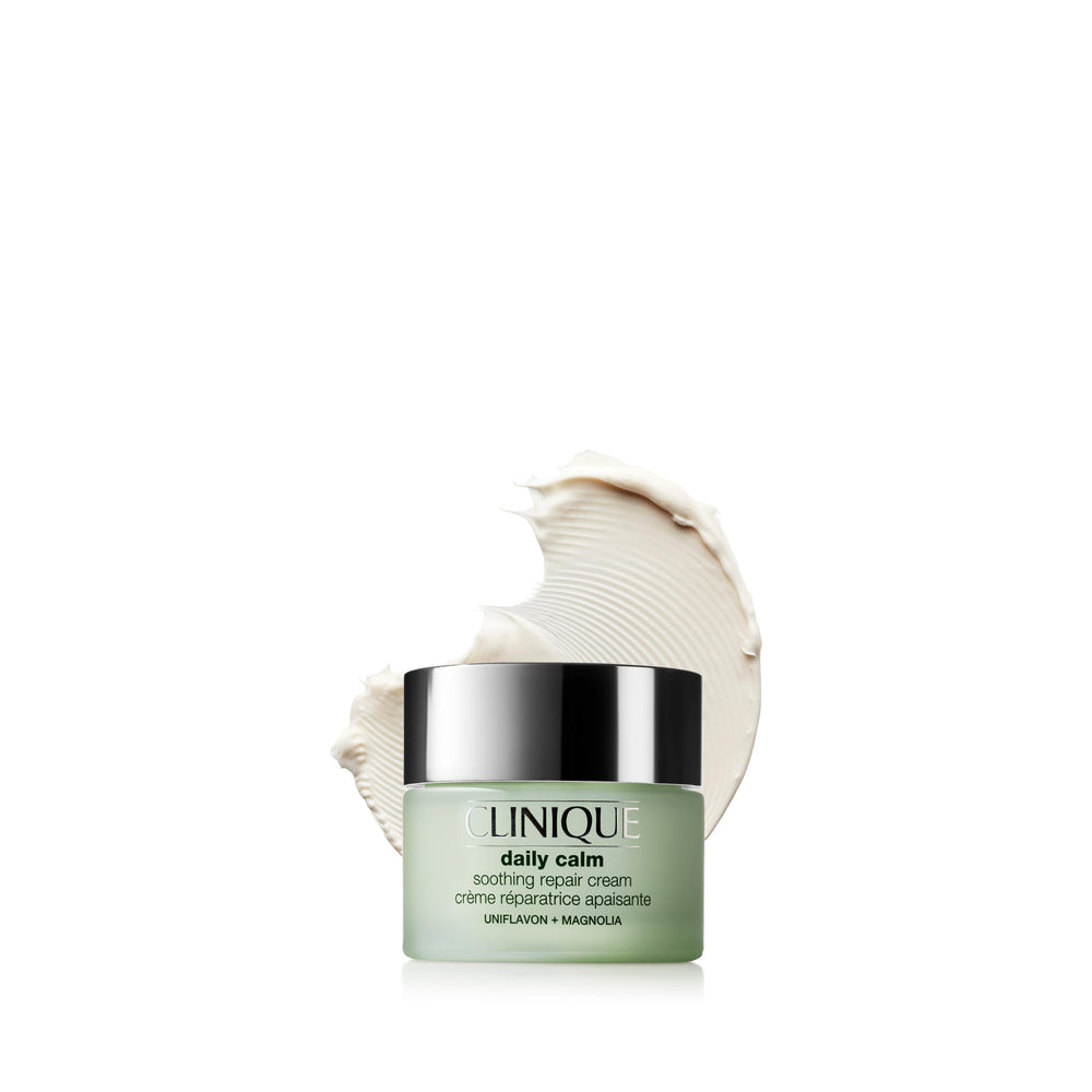 Clinique jar front view showing compact travel cream and soothing benefit