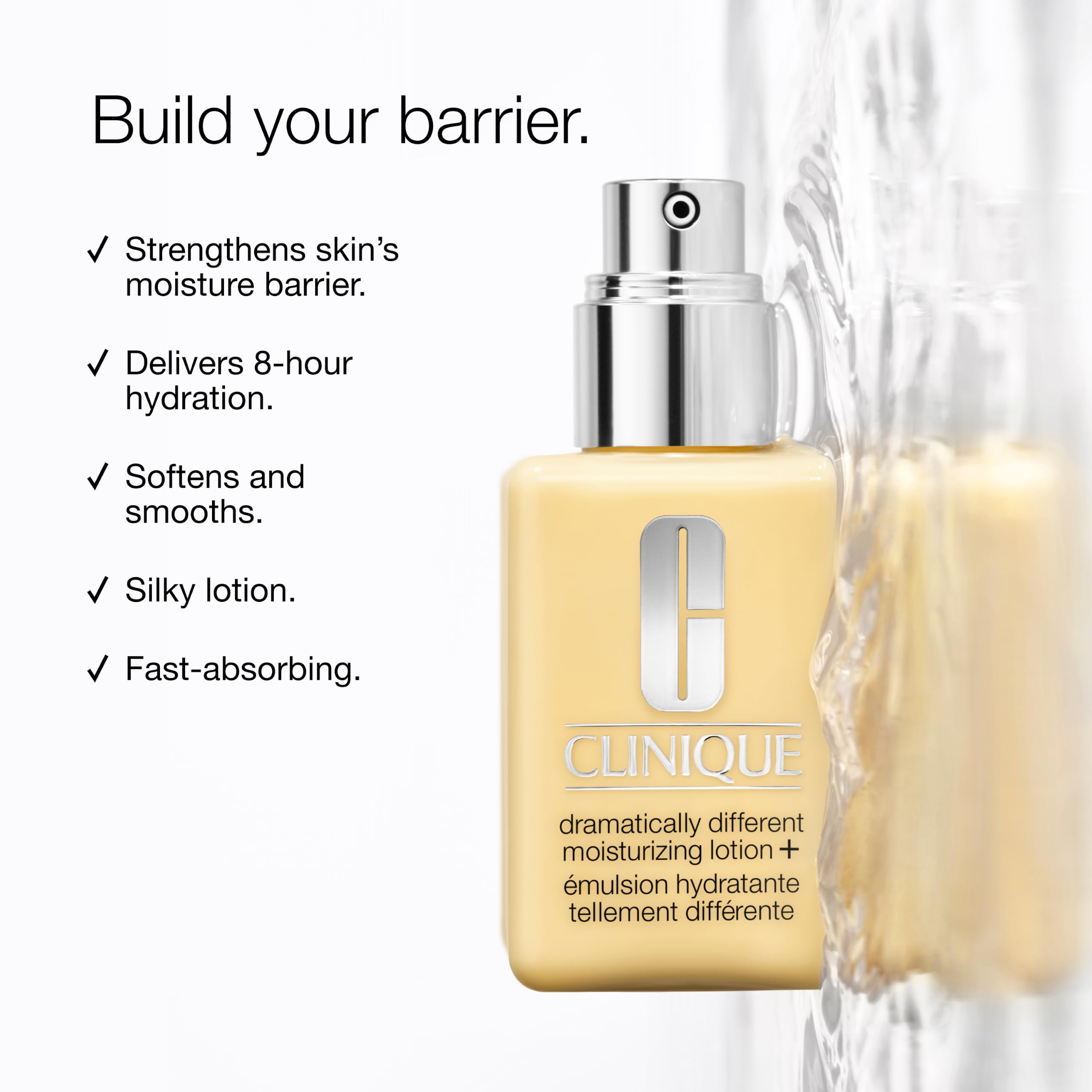 Clinique pump and cap detail highlighting easy dispensing benefit