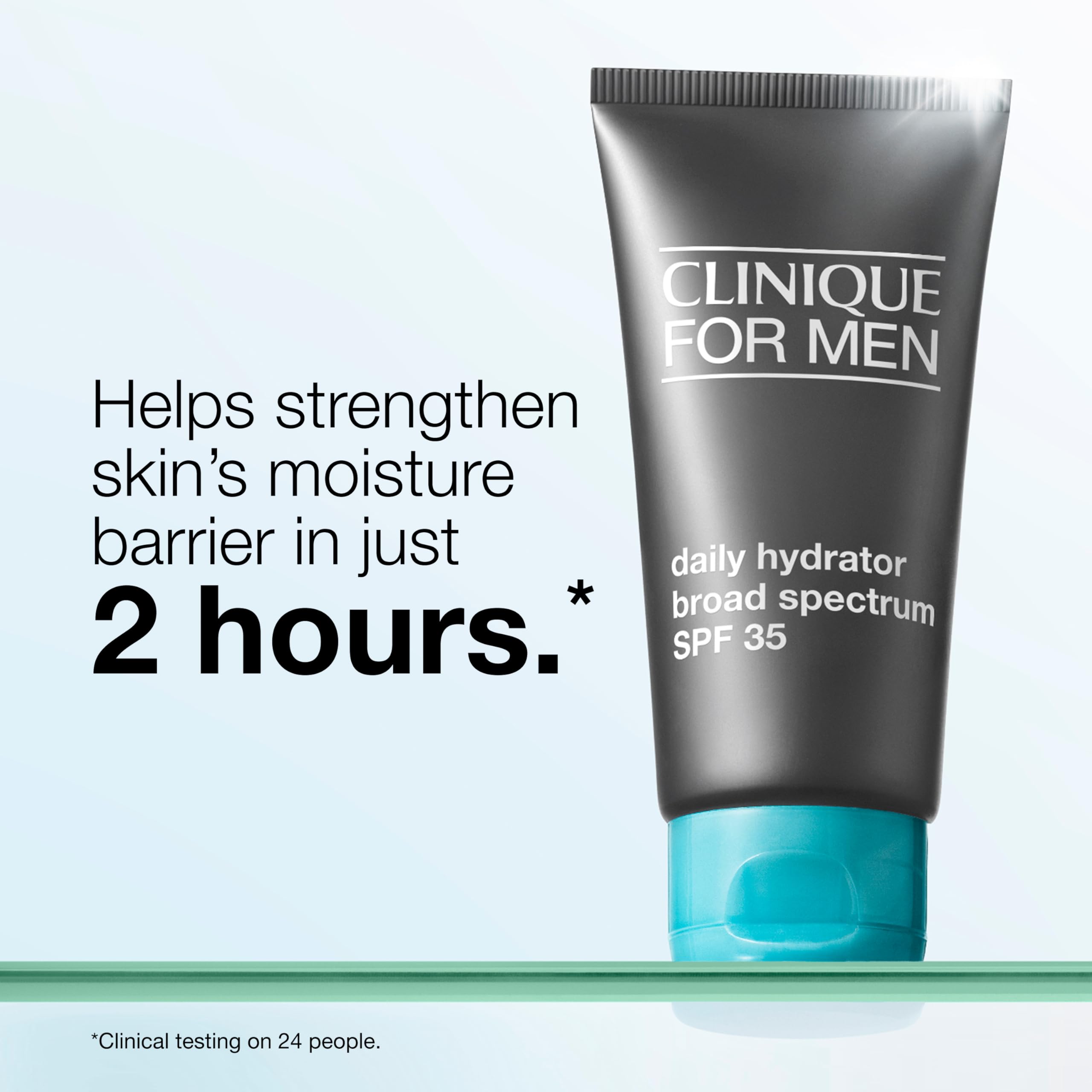 Clinique applied on male skin demonstrating non-greasy, invisible finish