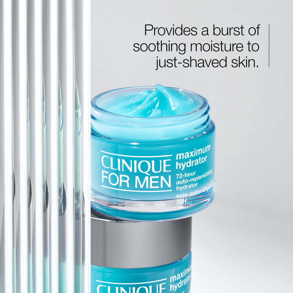 Clinique for Men gel-cream texture closeup highlighting quick absorption benefit