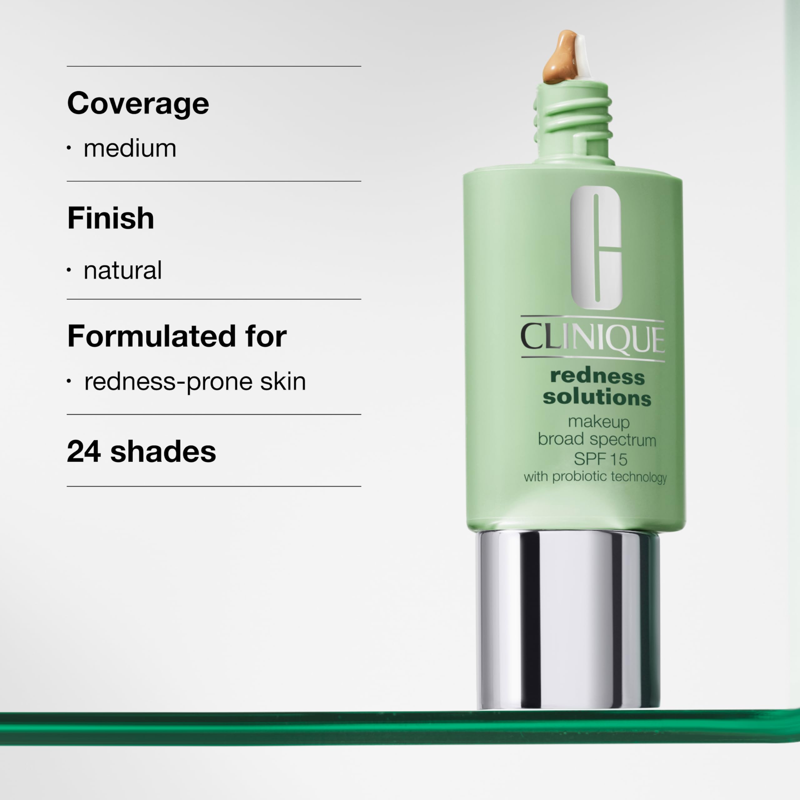 Clinique application on face demonstrating seamless blend and natural coverage benefit