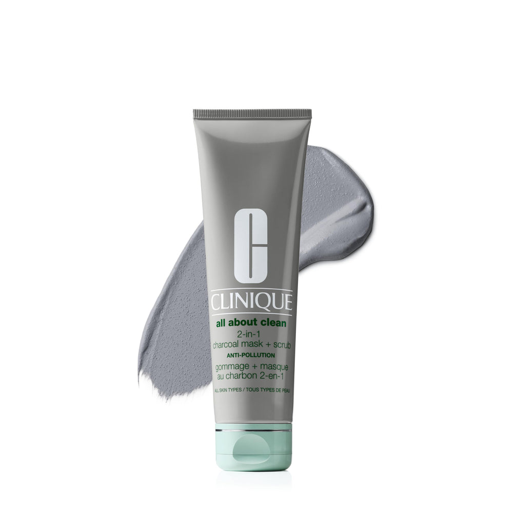 Clinique front packaging showing product and benefit of dual-action cleansing