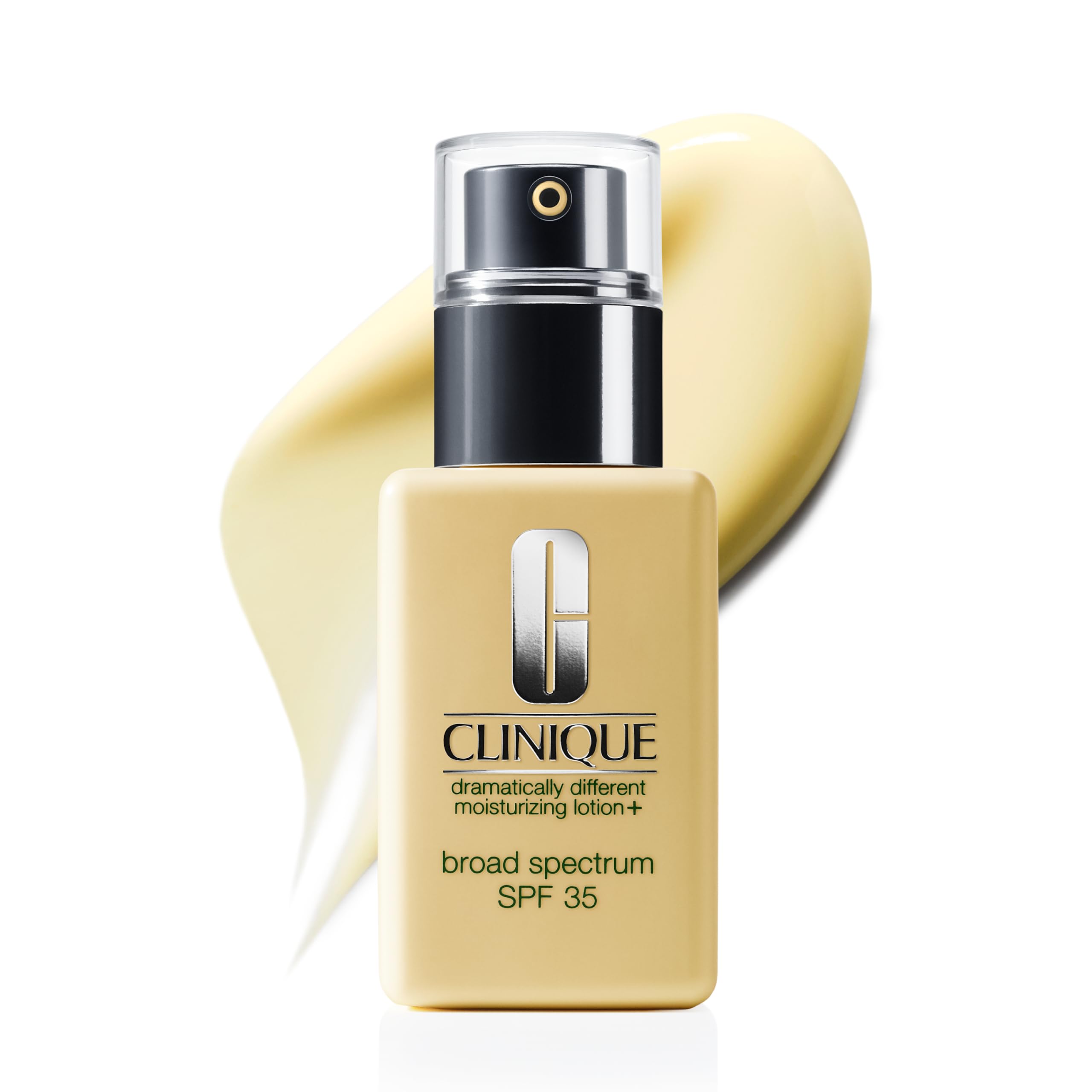 Clinique front pump bottle showing product identity and easy dispensing benefit