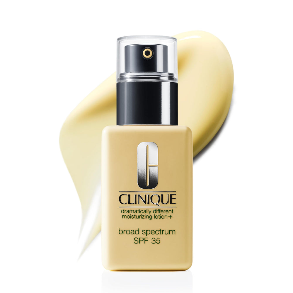 Clinique front pump bottle showing product identity and easy dispensing benefit