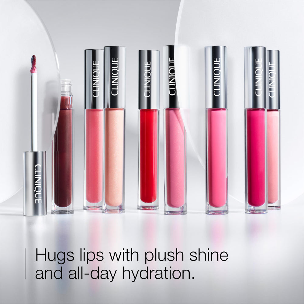 Clinique gloss texture close-up highlighting cushiony, high-shine formula