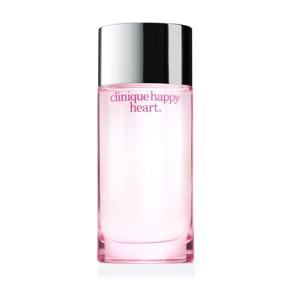 Clinique Happy Heart front bottle showing elegant shape and color, brand radiance