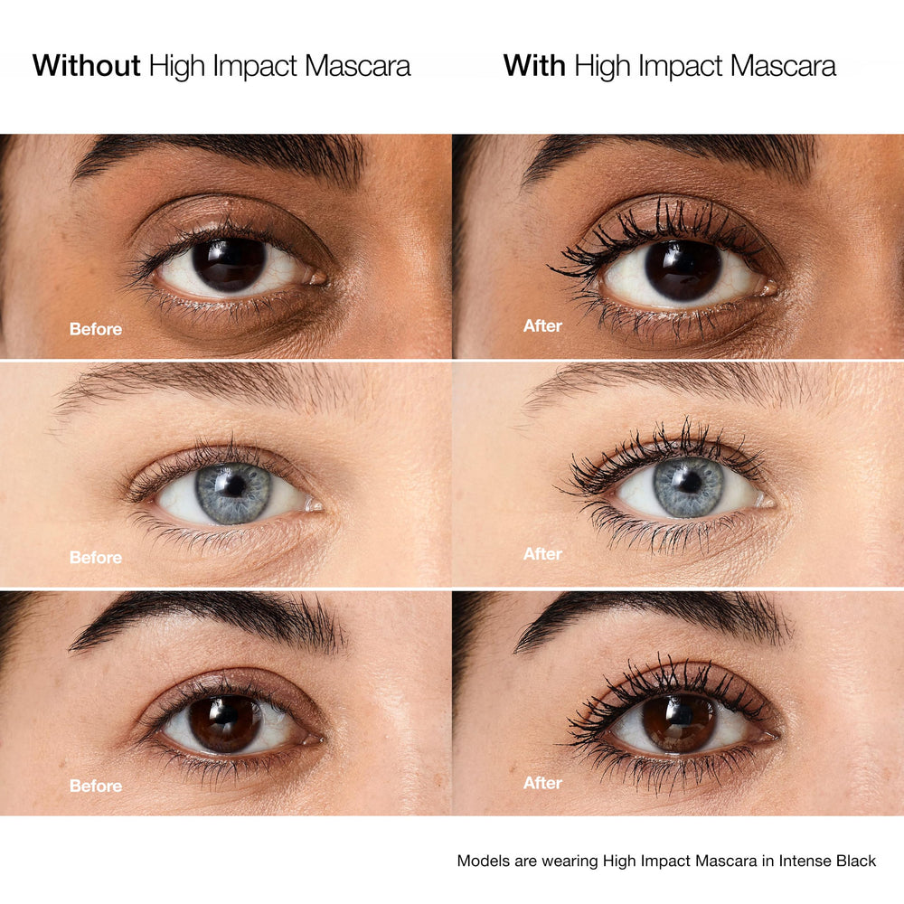 Clinique mascara applied on lashes showing length and volume benefit