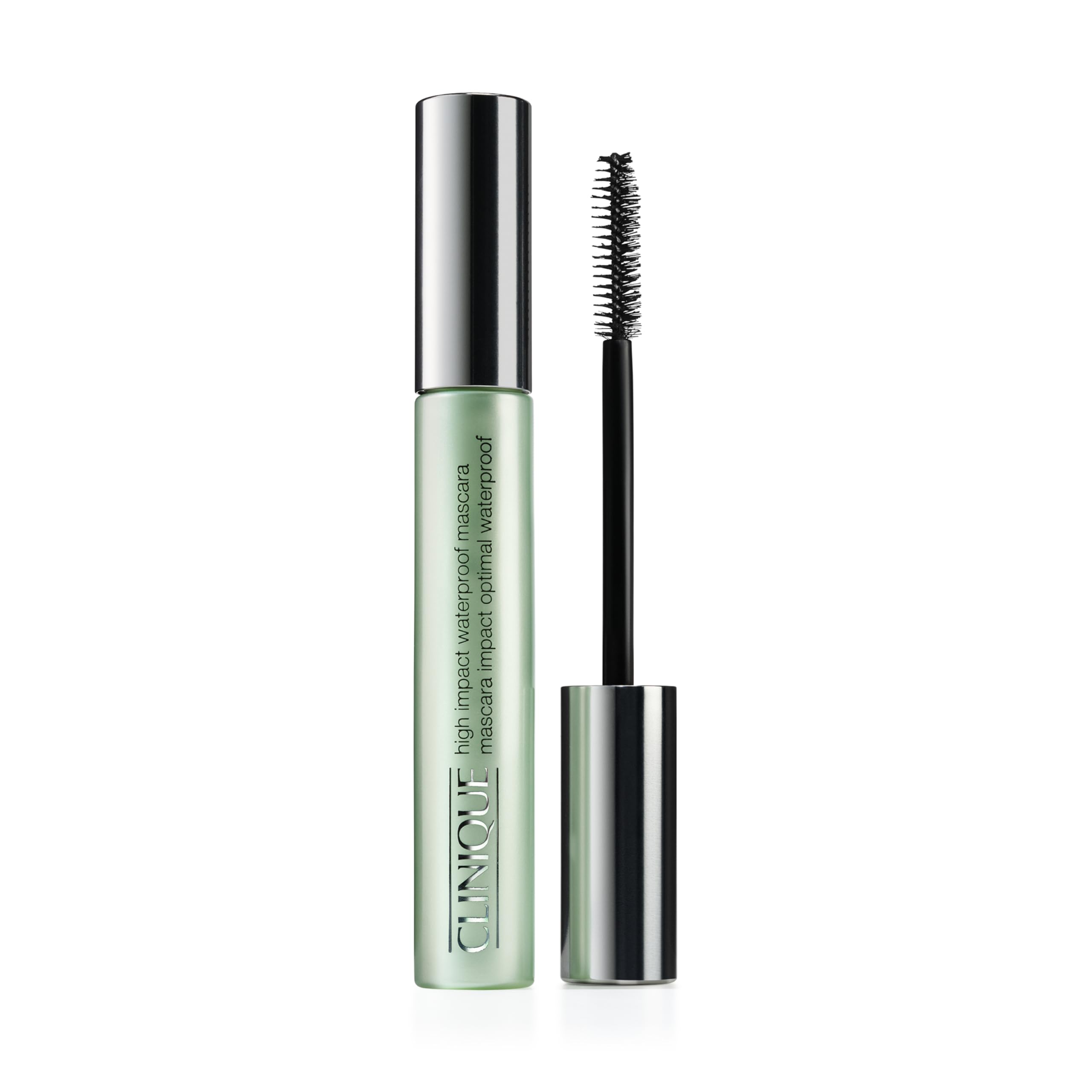 Clinique front packaging showing waterproof mascara and sleek tube benefit long wear