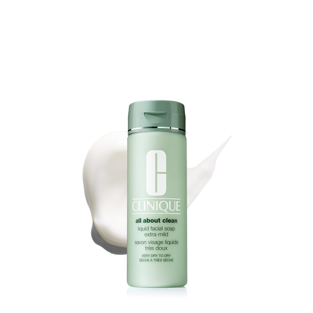 Clinique bottle front packaging showing Extra Mild cleanser and gentle benefits