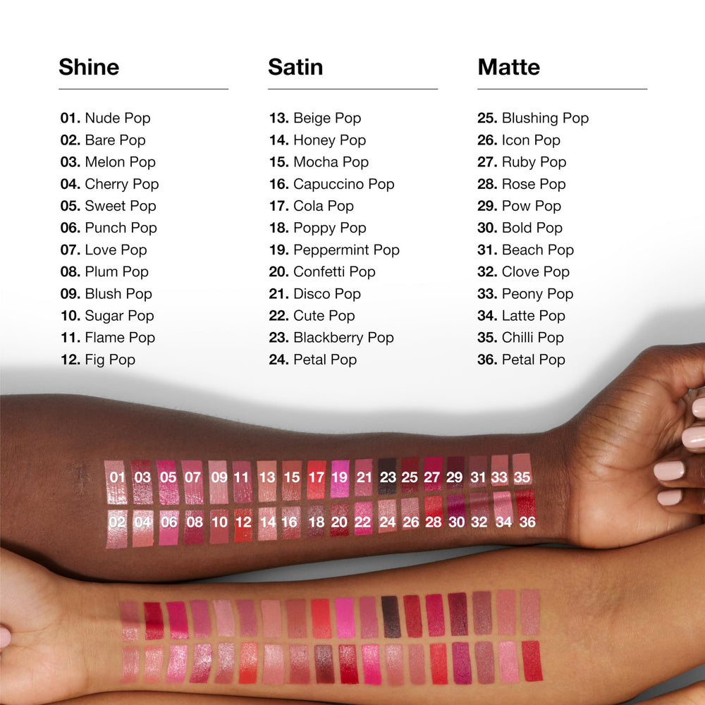 Clinique Pop lipstick on lips to show coverage and finish for instant look idea