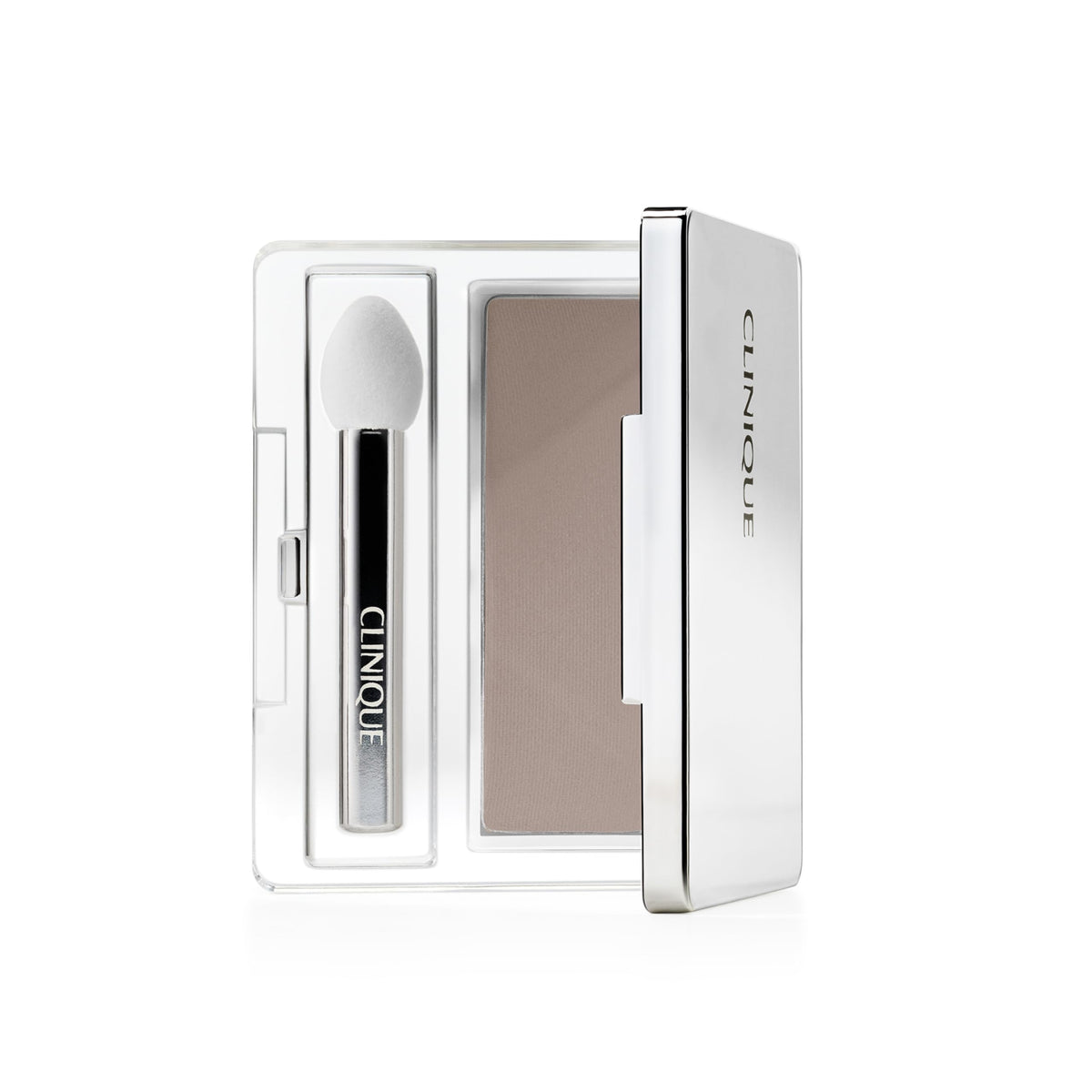 Clinique Portobello front compact showing pan and applicator for easy application