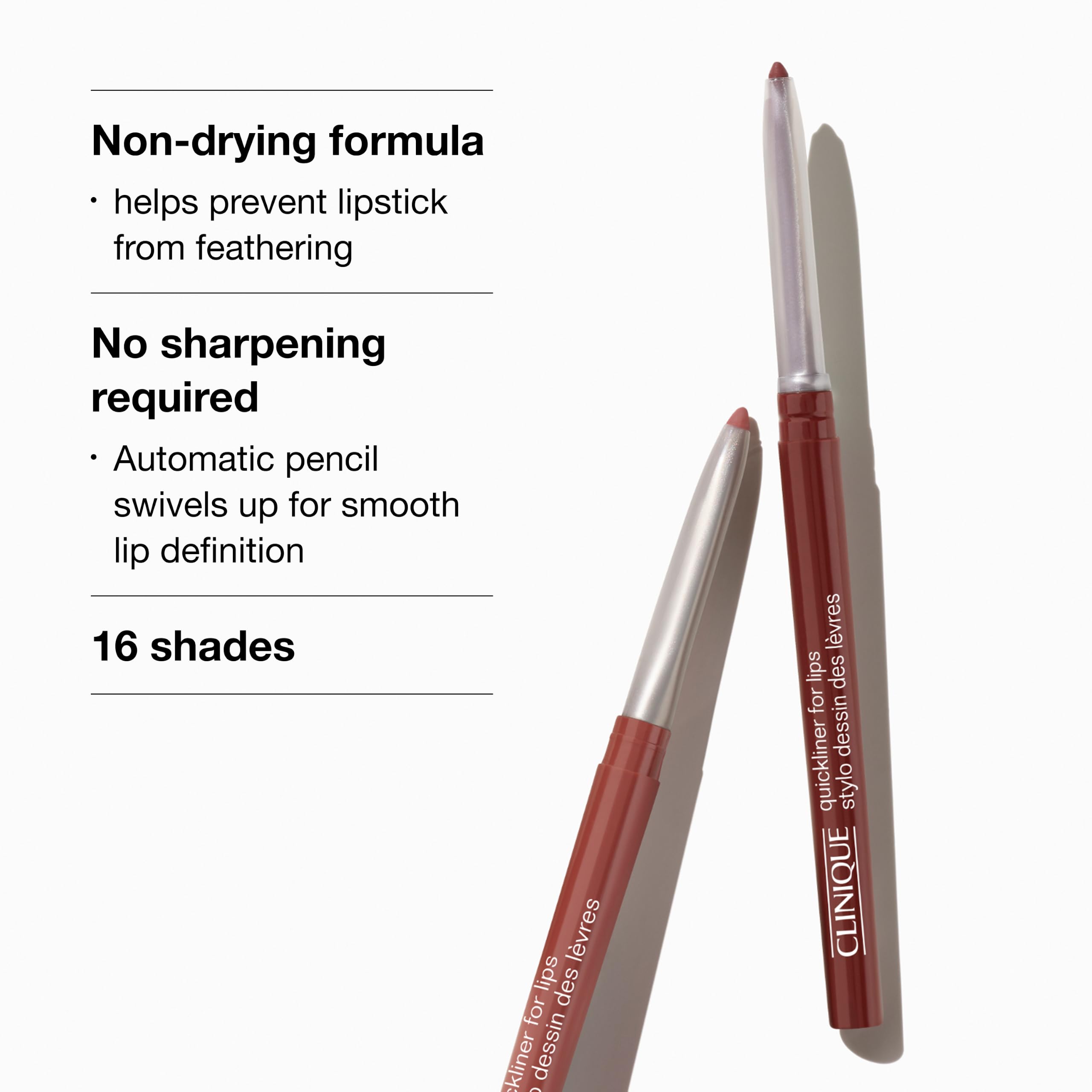 Clinique Quickliner filling lips to show full-coverage base that extends wear
