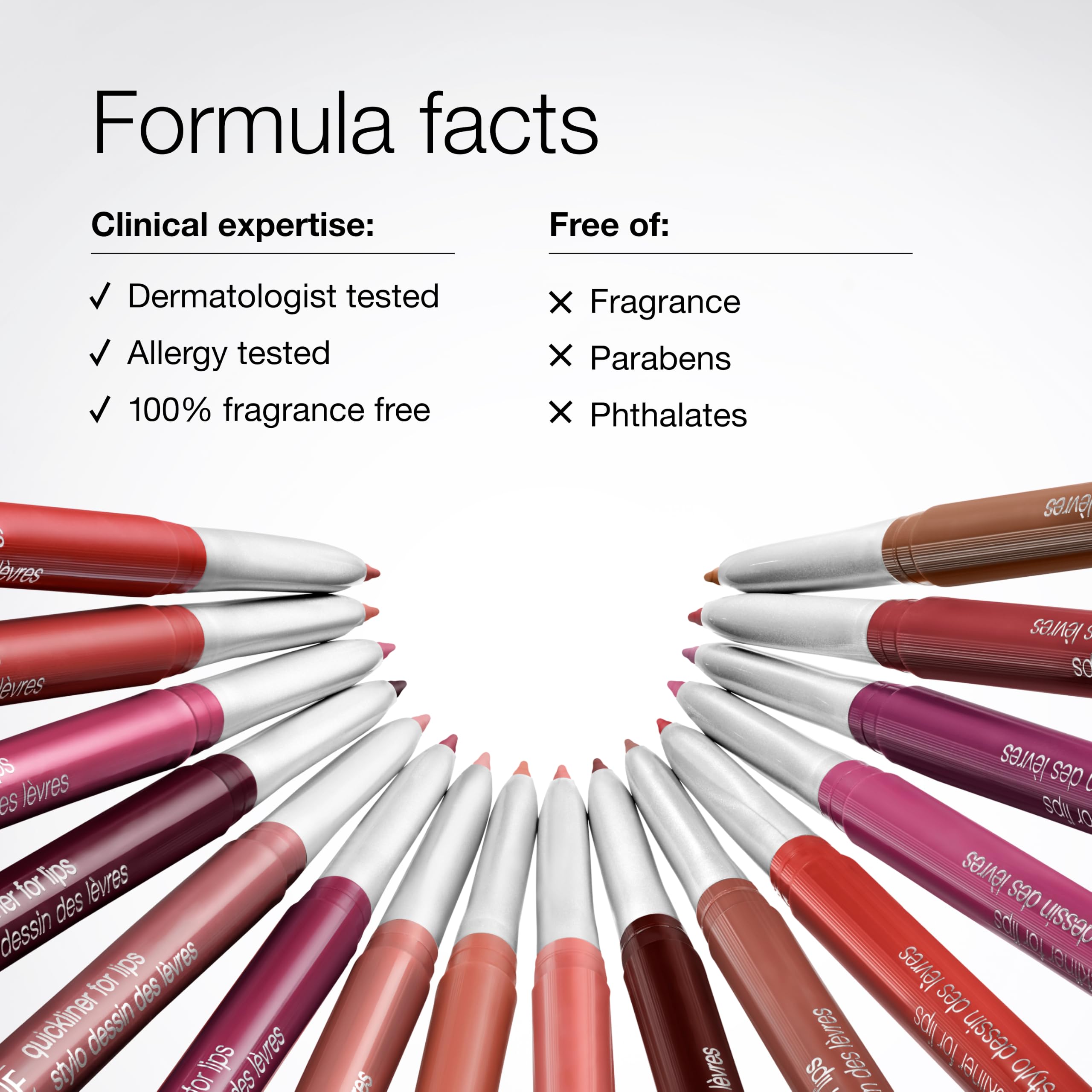 Clinique Quickliner packaging label visible with allergy-tested and fragrance-free claim