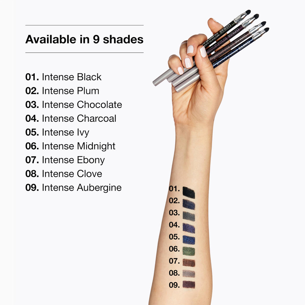Clinique Quickliner beside fingers to show scale and convenience