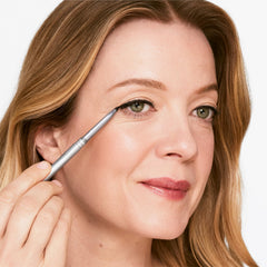 Clinique Quickliner slate color stroke on skin showing true pigment and long-wear payoff
