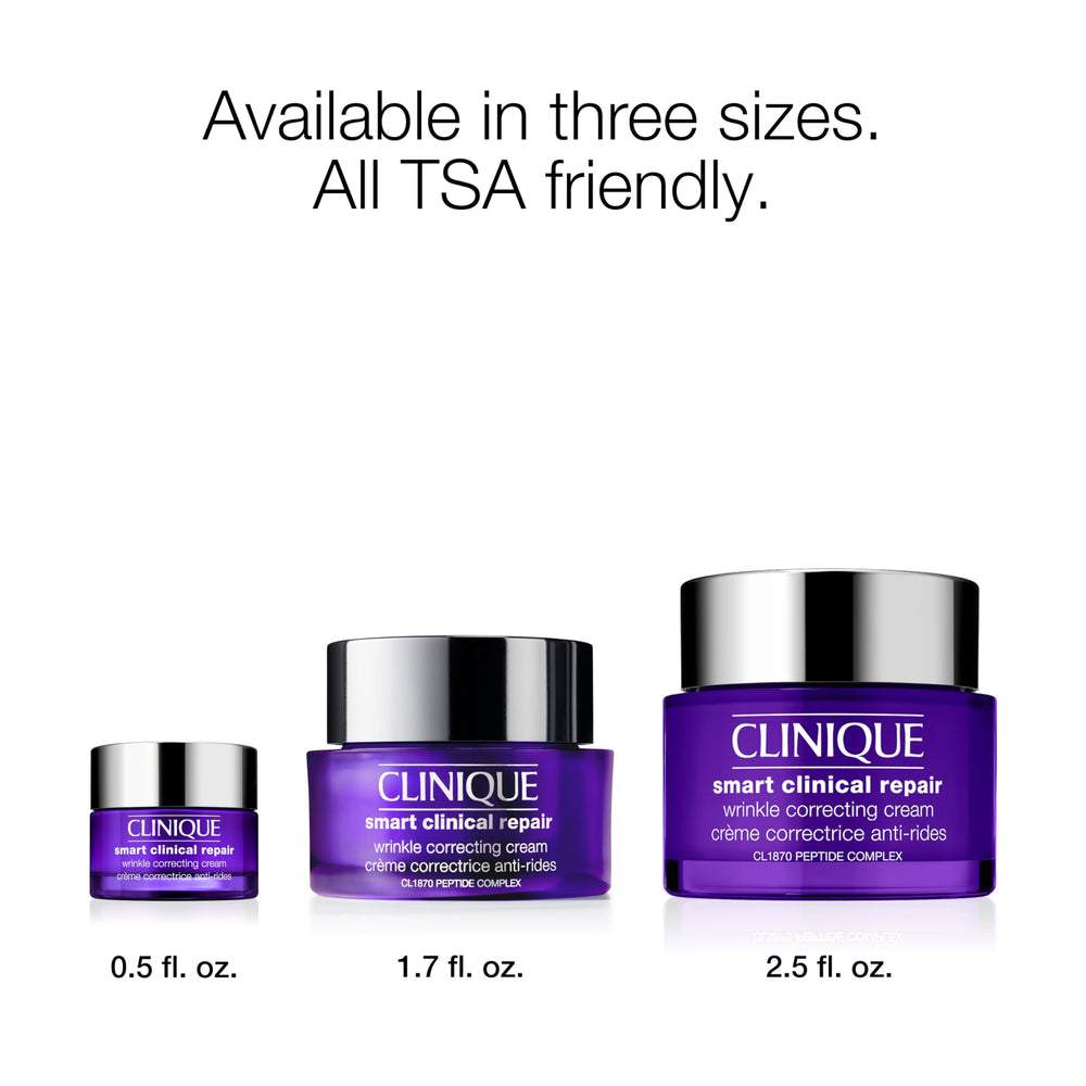 Clinique 2.5 fl oz jar beside everyday items to show true size
