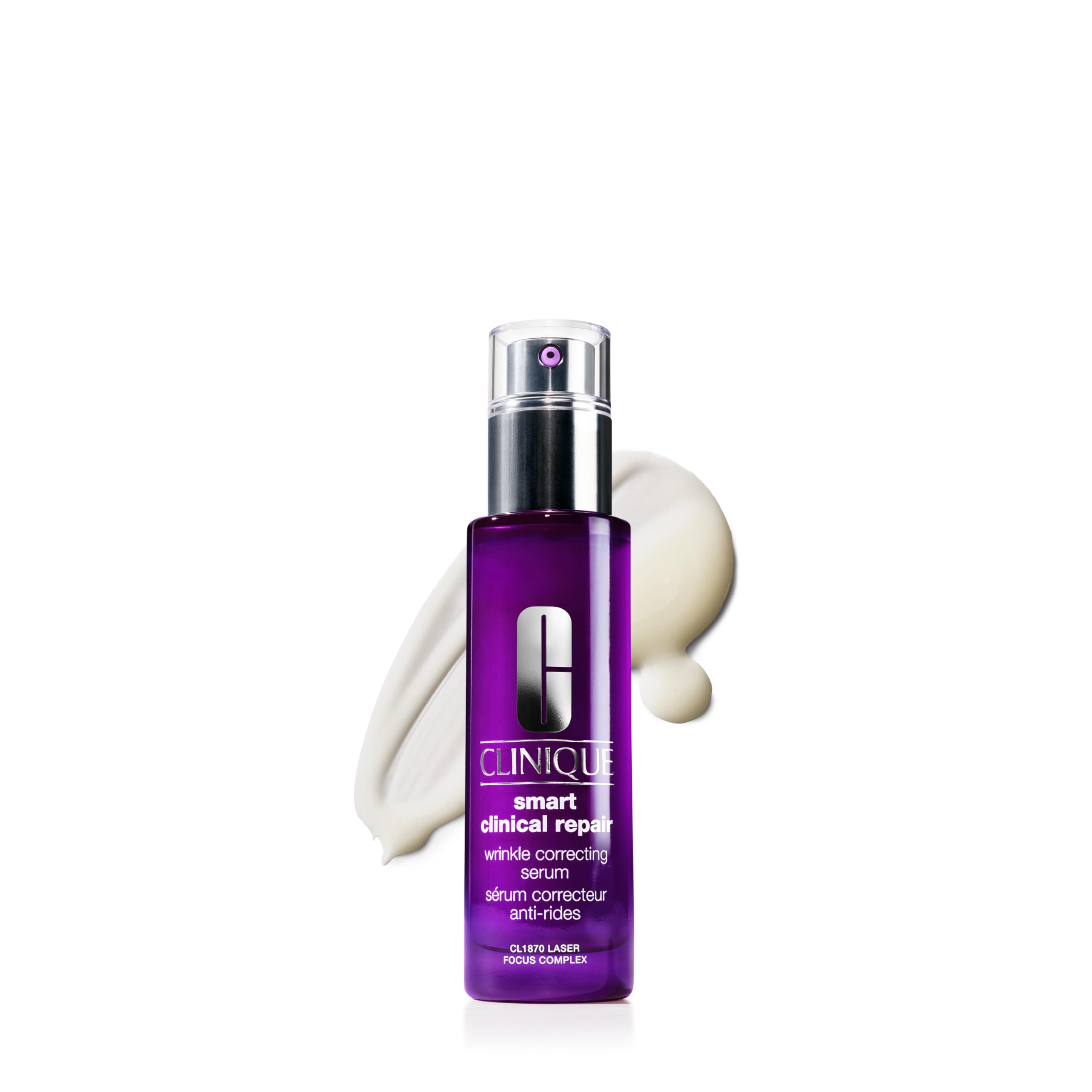 Clinique front packaging showing bottle and brand, highlights clear anti-aging benefits